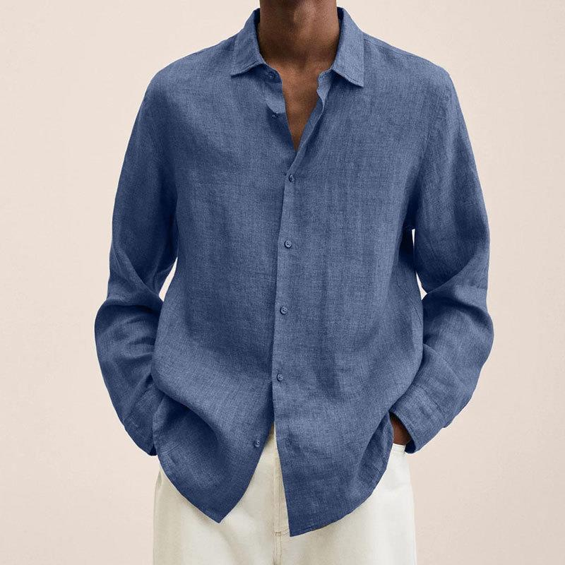 Giovanni Men’s Linen Shirt – Breathable Long Sleeve Casual Smart Summer Shirt