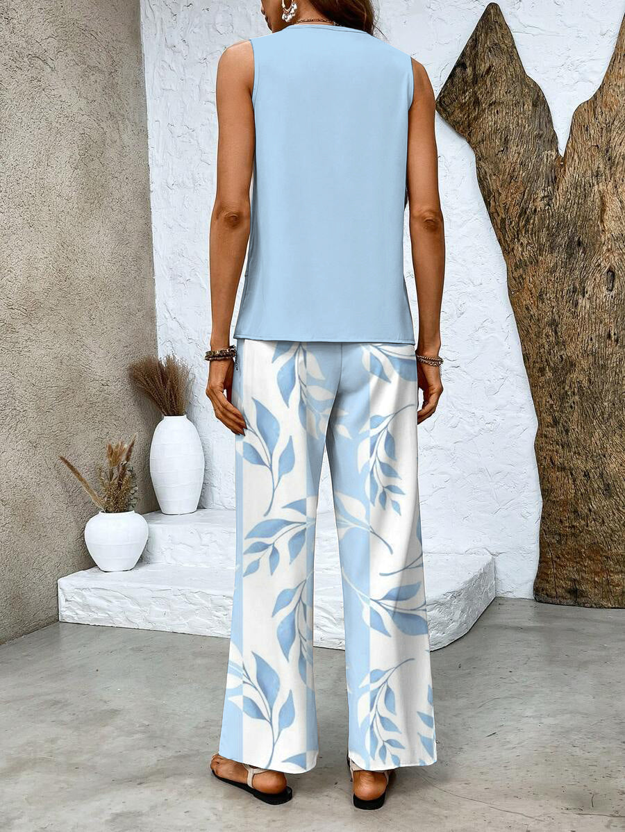 Ghislaine Women’s Floral Co-Ord Set – Elegant Top & Trousers Lounge Outfit