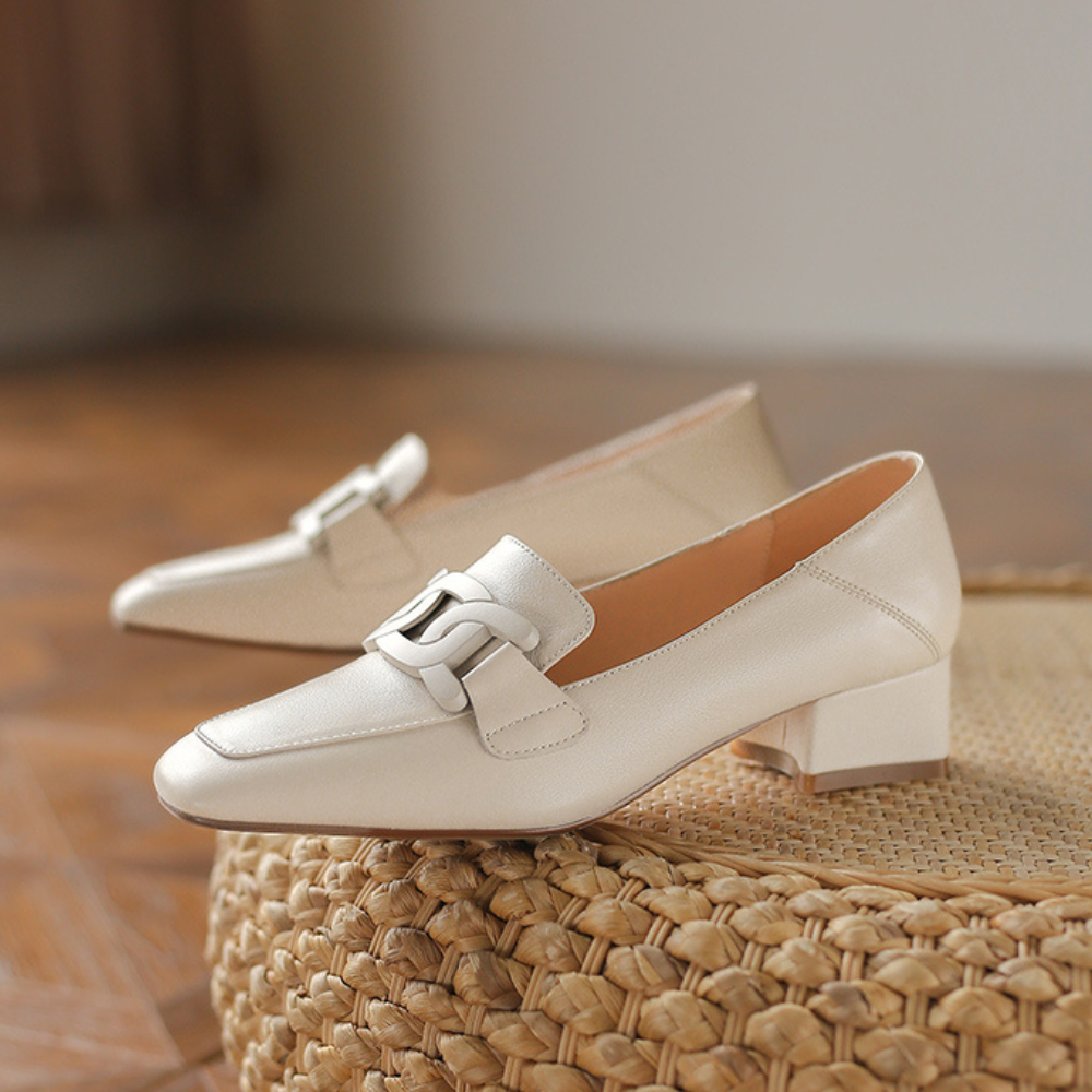 Emily Women’s Mary Jane Loafers – Genuine Leather Comfort Shoes with Chunky Heel