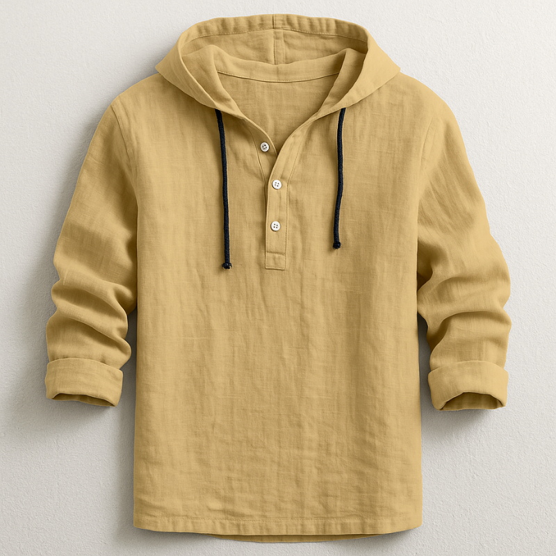 Marc Men’s Hooded Shirt – Lightweight Breathable Cotton Casual Button-Up Top