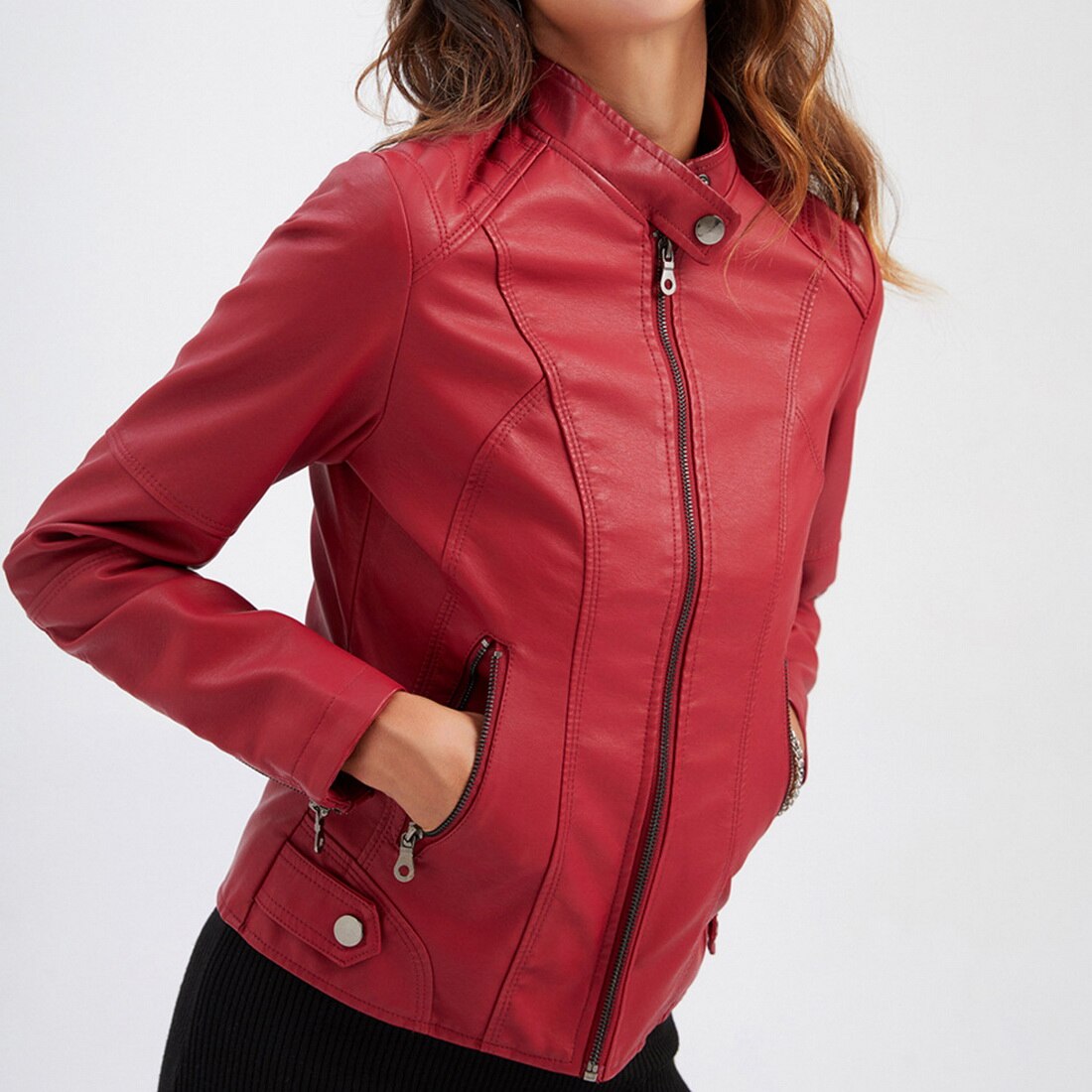 Diana Women’s Leather Jacket – Classic Zip-Up Coat with Elegant Regular Fit