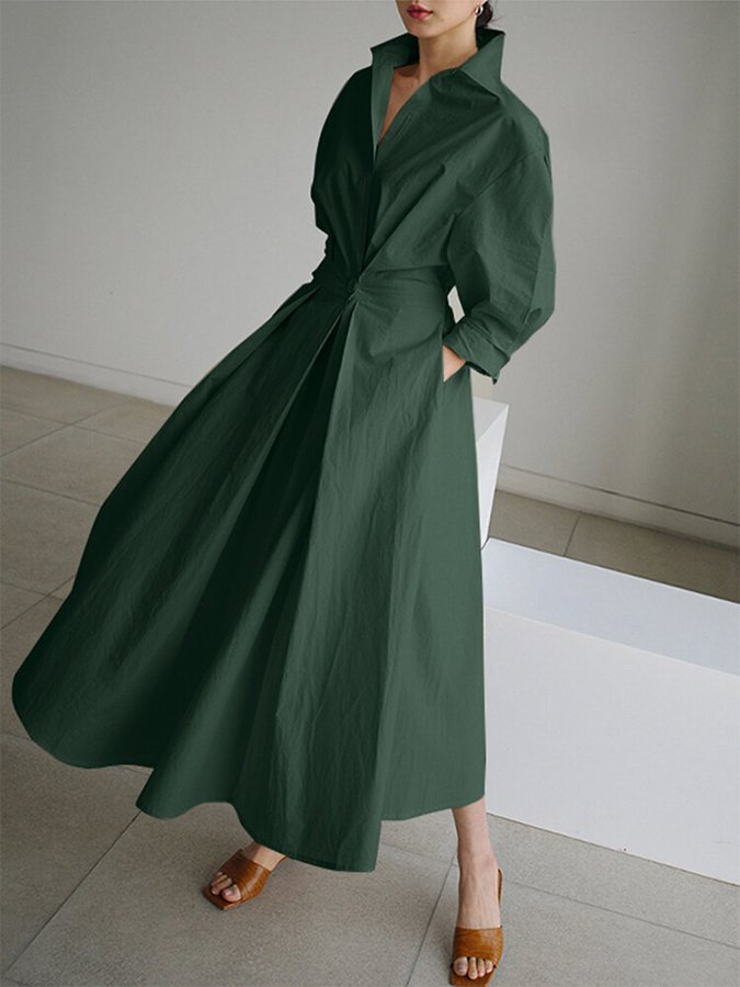 Lucie Women’s Midi Dress – Elegant Buttoned Dress with Flattering Fit & Lightweight Fabric