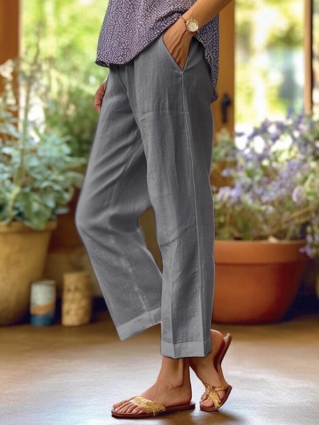 Lotte Women’s Linen Trousers – Lightweight Wide Leg Summer Pants for Casual Chic Style