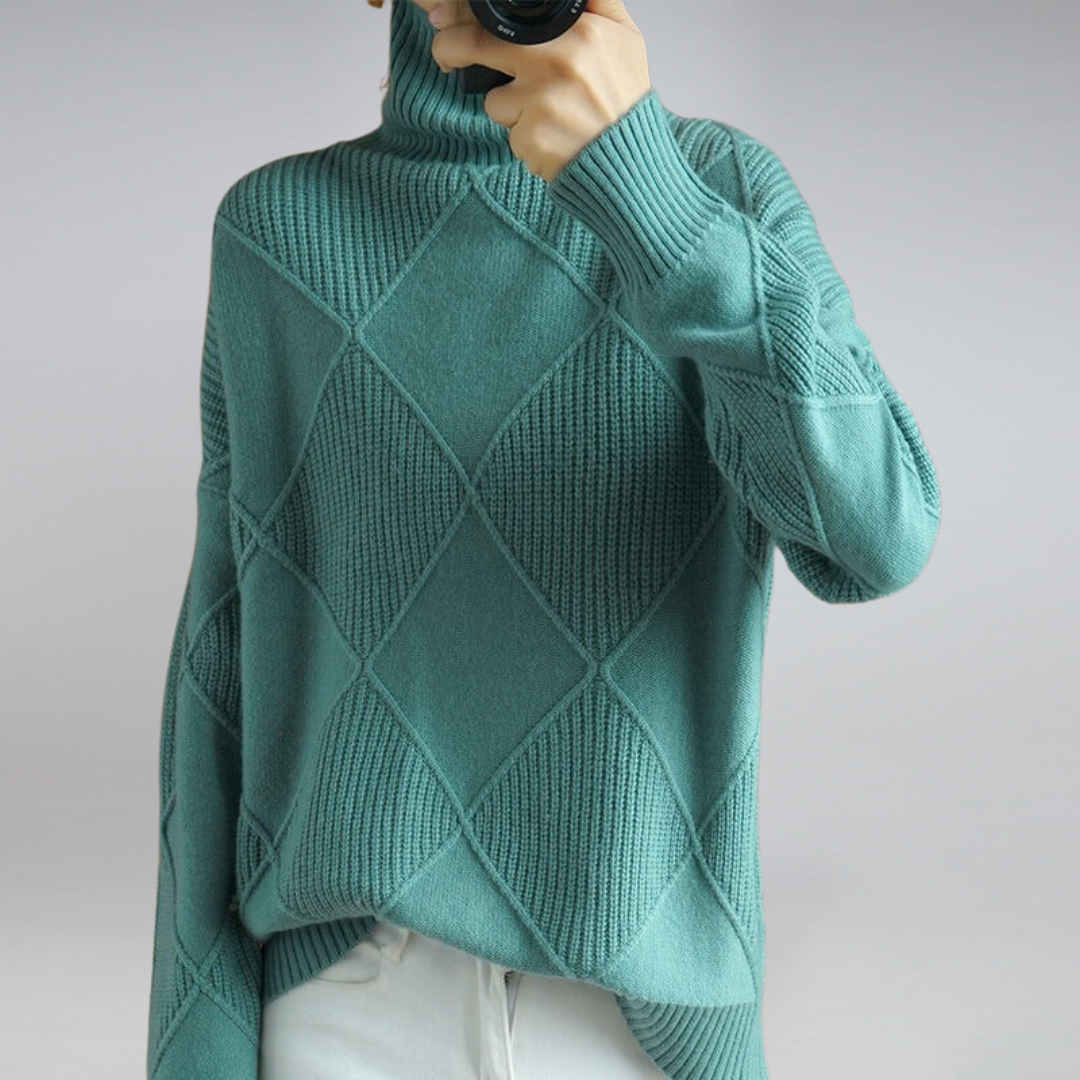 Luciana Women’s Cashmere Turtleneck Sweater – Soft Warm Elegant Knit Jumper