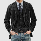 James Men’s Corduroy Blazer – Classic Tailored Jacket with Matching Waistcoat