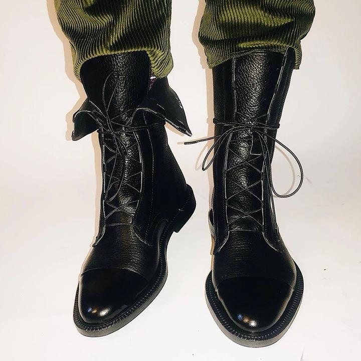 Zuriel Women’s Leather Boots – Elegant Lace-Up Heeled Boots with Side Zip Comfort