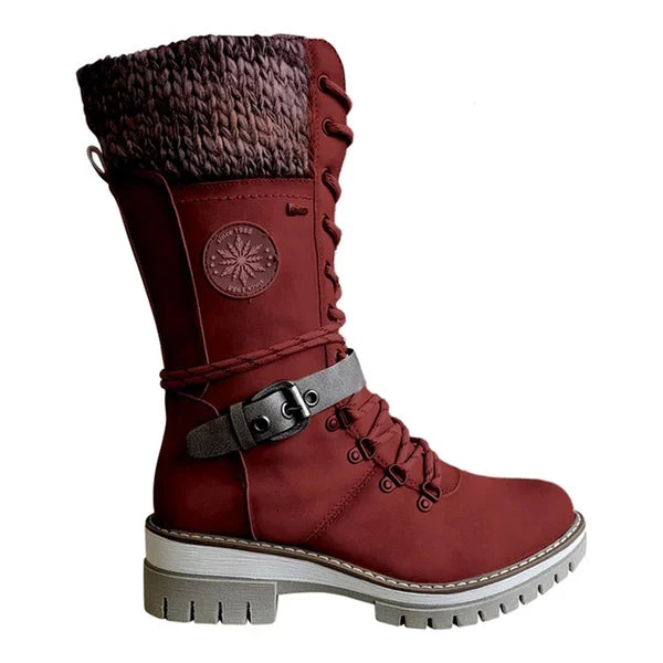Kylee Women’s Knee-High Winter Boots – Warm Lined Zip Boots with Adjustable Laces