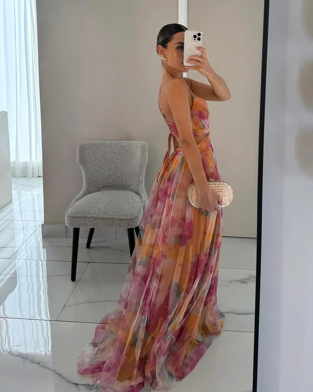 Bella Women’s Maxi Dress – Floral Summer Dress with Flowy Fit & Adjustable Back