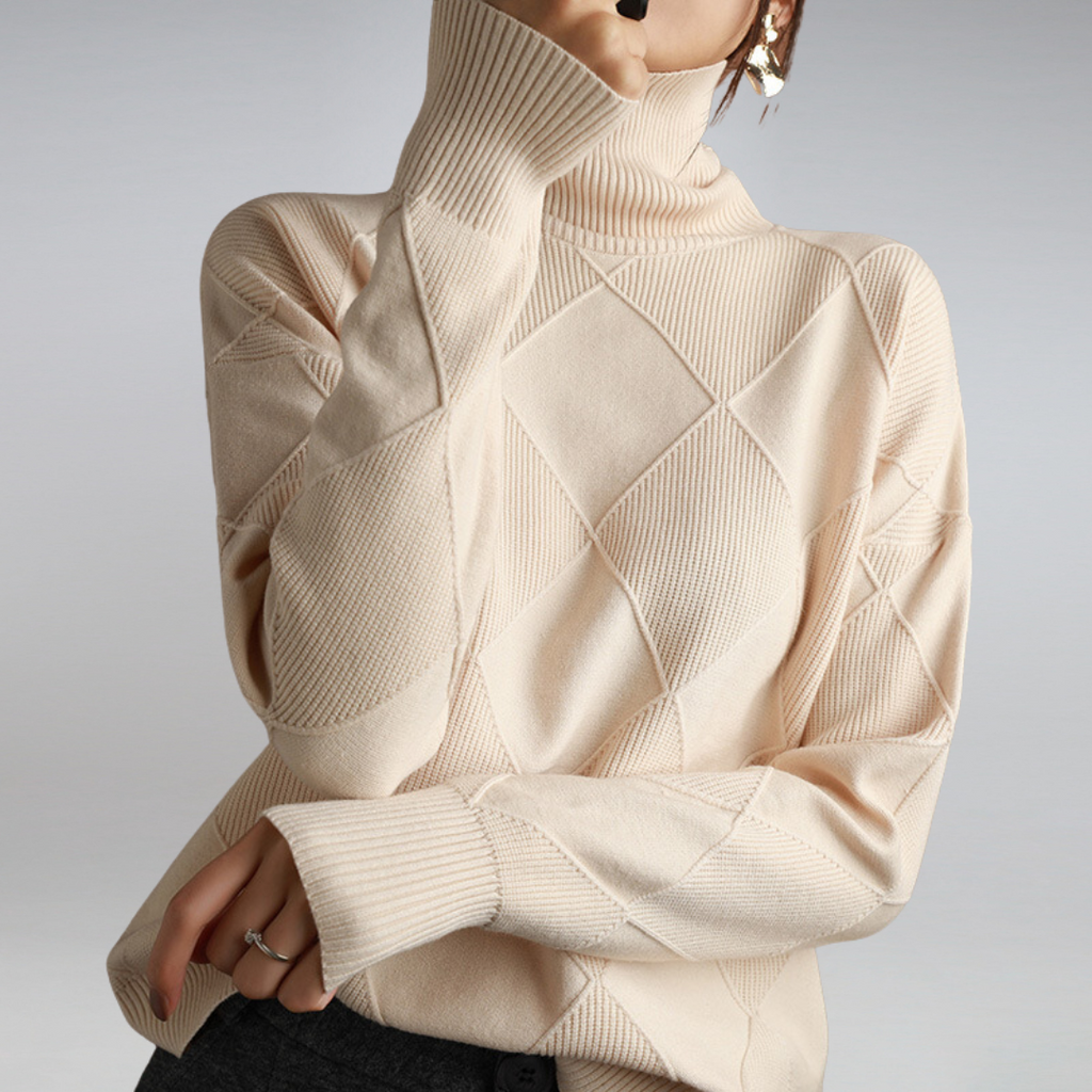 Luciana Women’s Cashmere Turtleneck Sweater – Soft Warm Elegant Knit Jumper