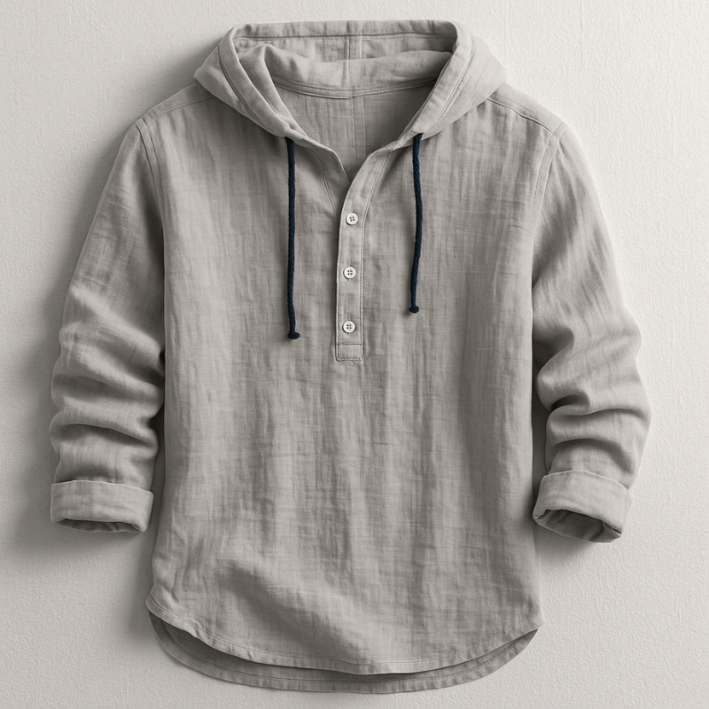 Marc Men’s Hooded Shirt – Lightweight Breathable Cotton Casual Button-Up Top