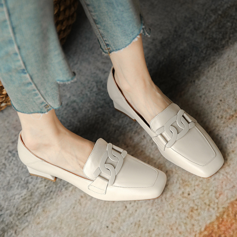 Emily Women’s Mary Jane Loafers – Genuine Leather Comfort Shoes with Chunky Heel