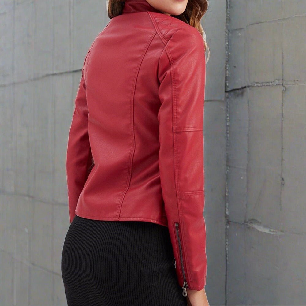 Diana Women’s Leather Jacket – Classic Zip-Up Coat with Elegant Regular Fit