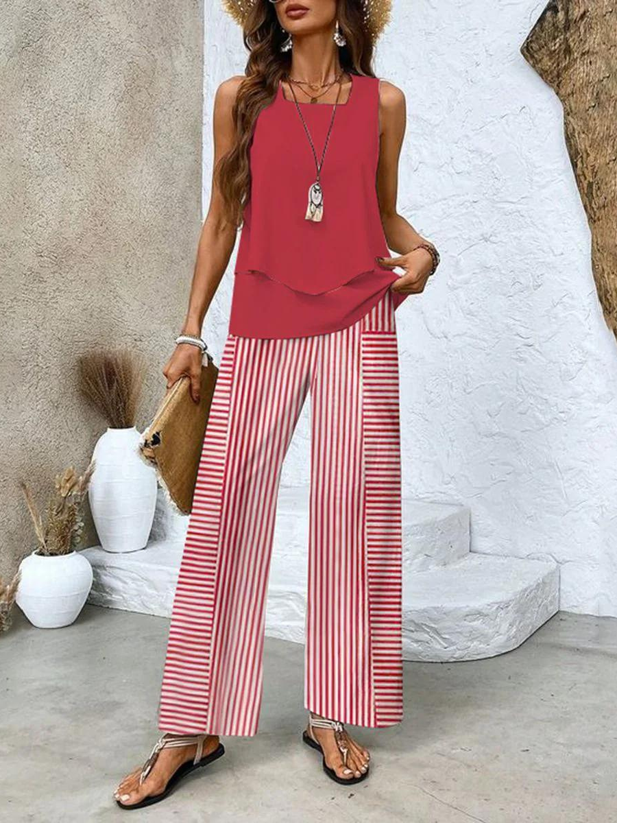 Ghislaine Women’s Floral Co-Ord Set – Elegant Top & Trousers Lounge Outfit