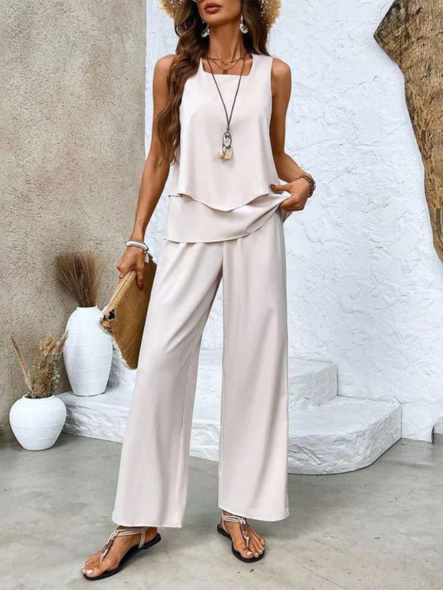 Ghislaine Women’s Floral Co-Ord Set – Elegant Top & Trousers Lounge Outfit
