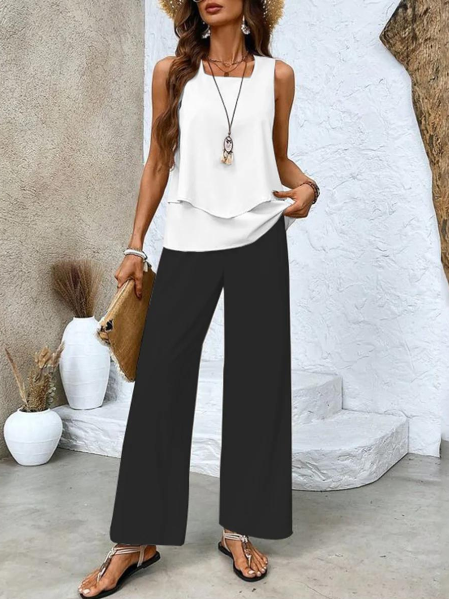 Ghislaine Women’s Floral Co-Ord Set – Elegant Top & Trousers Lounge Outfit
