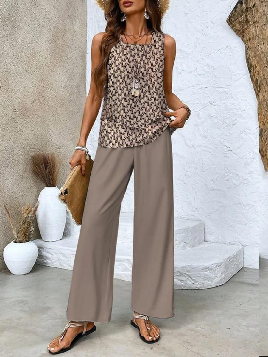 Ghislaine Women’s Floral Co-Ord Set – Elegant Top & Trousers Lounge Outfit