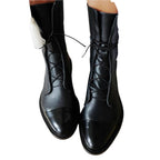 Zuriel Women’s Leather Boots – Elegant Lace-Up Heeled Boots with Side Zip Comfort