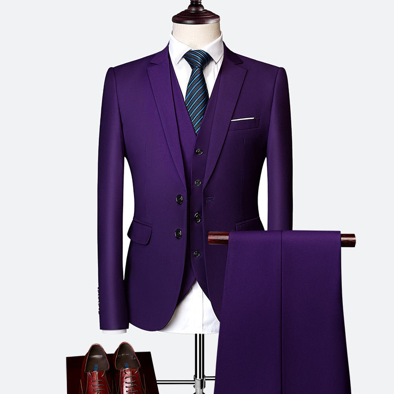 David Men’s 3-Piece Suit – Slim Fit Wedding & Business Formal Set with Waistcoat