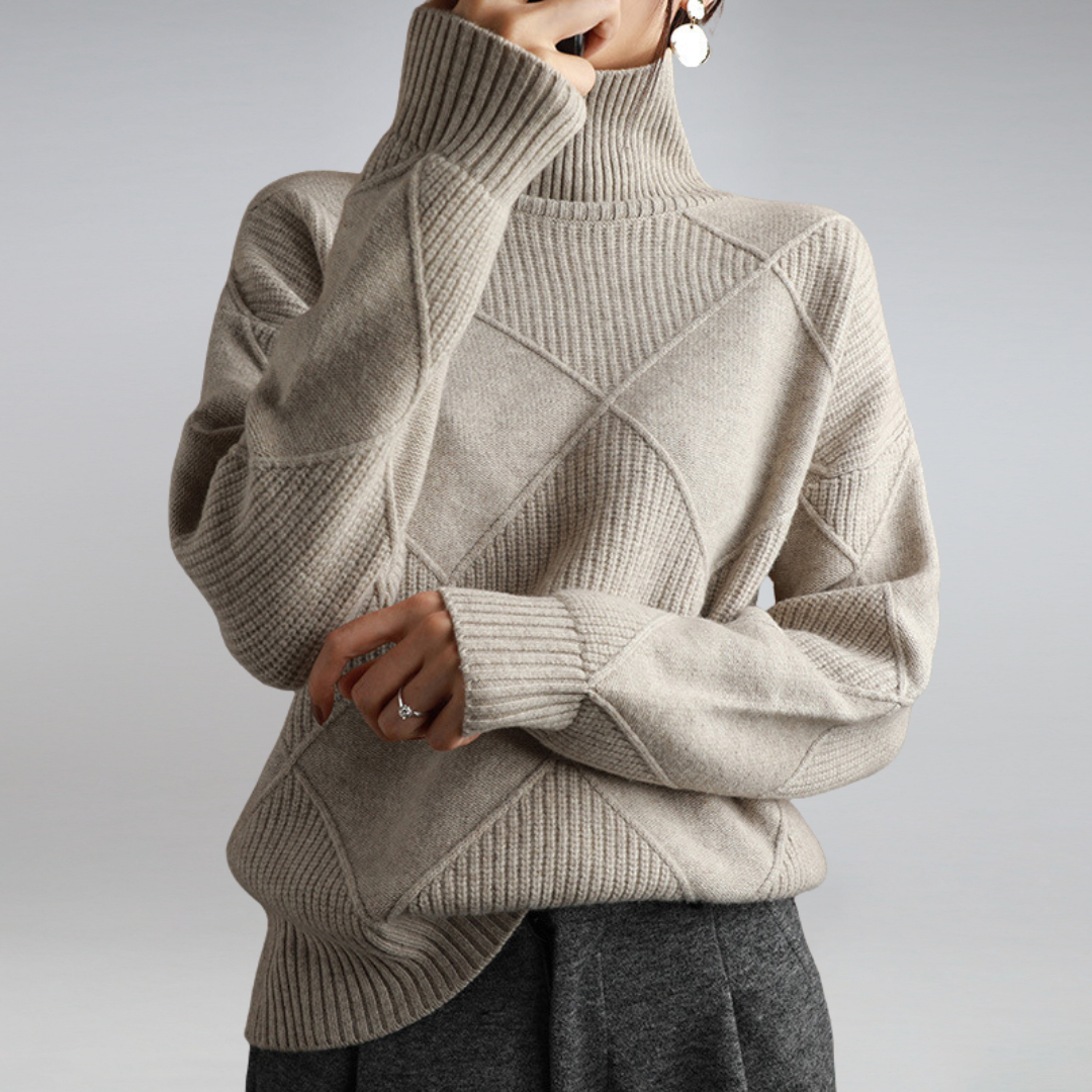 Luciana Women’s Cashmere Turtleneck Sweater – Soft Warm Elegant Knit Jumper