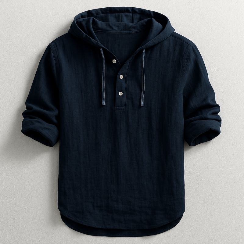 Marc Men’s Hooded Shirt – Lightweight Breathable Cotton Casual Button-Up Top