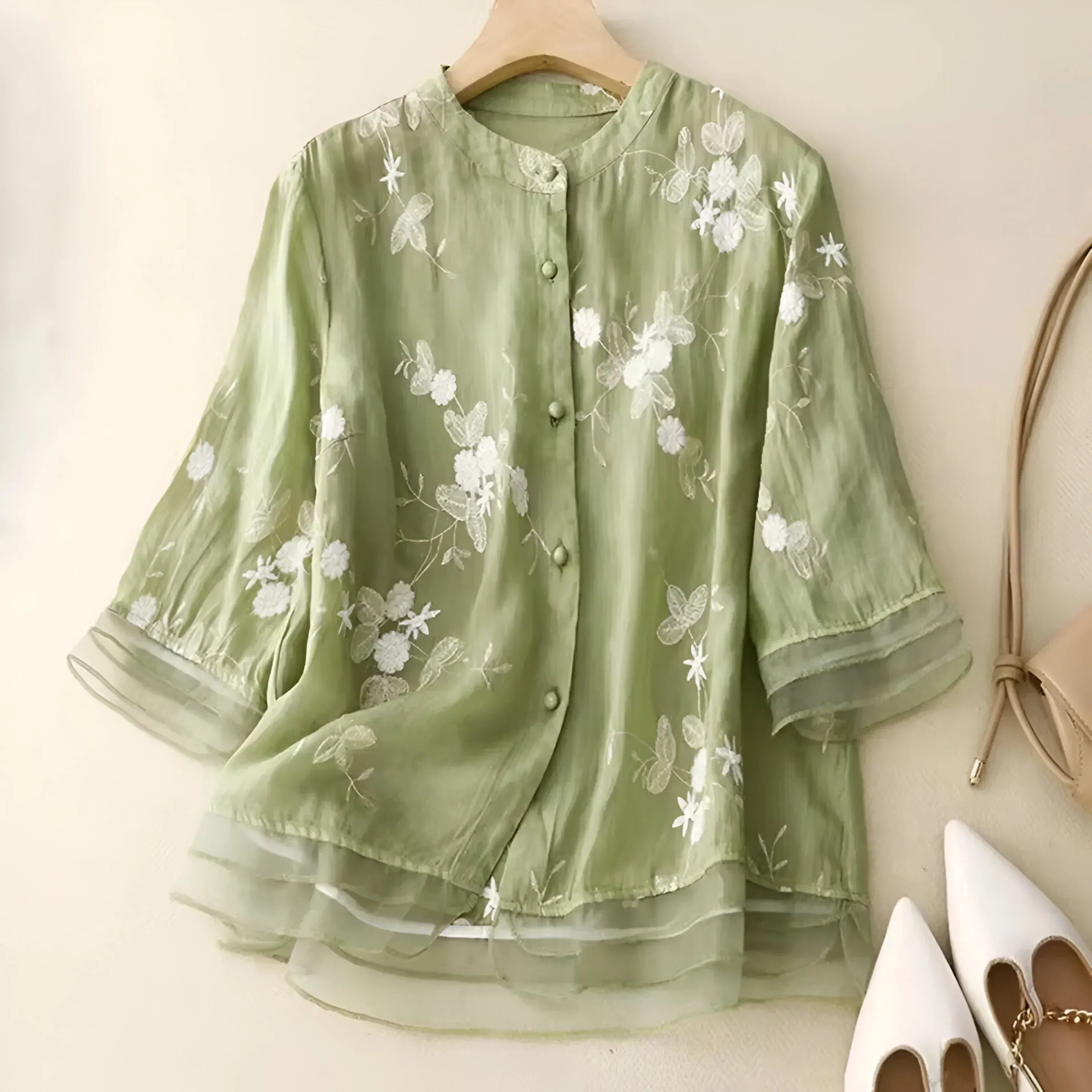Emily Women’s Floral Blouse – Elegant Lightweight Top with Romantic Chic Fit