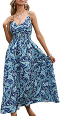 Savannah Women's Floral Maxi Dress – Sleeveless V-Neck Bohemian Summer Dress