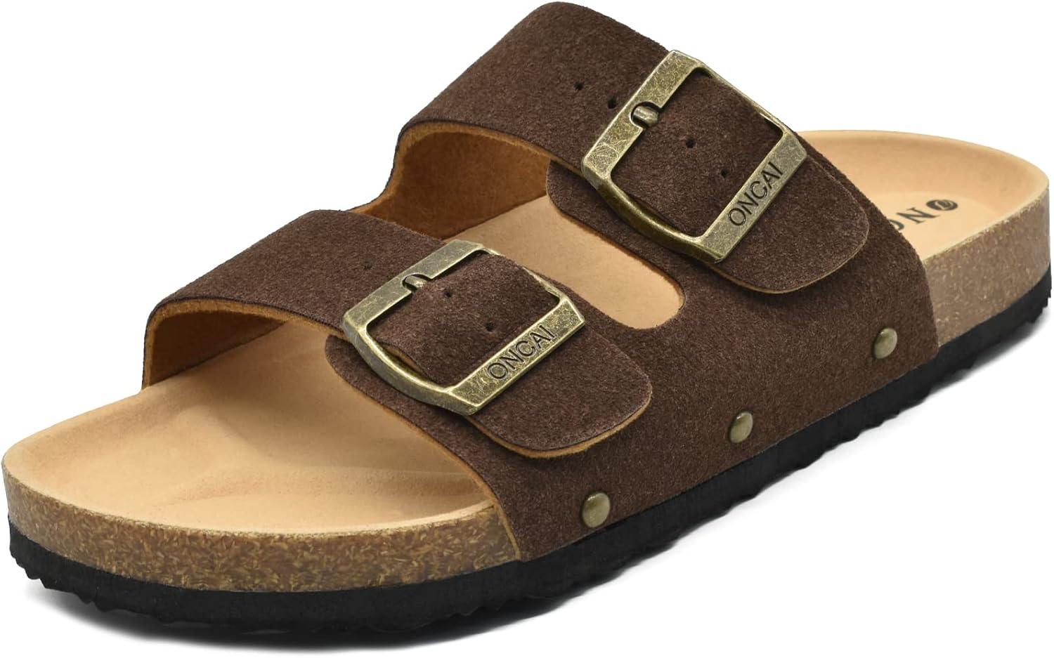 Anelin Women's Cork Mules – Suede Leather Buckle Summer Sandals