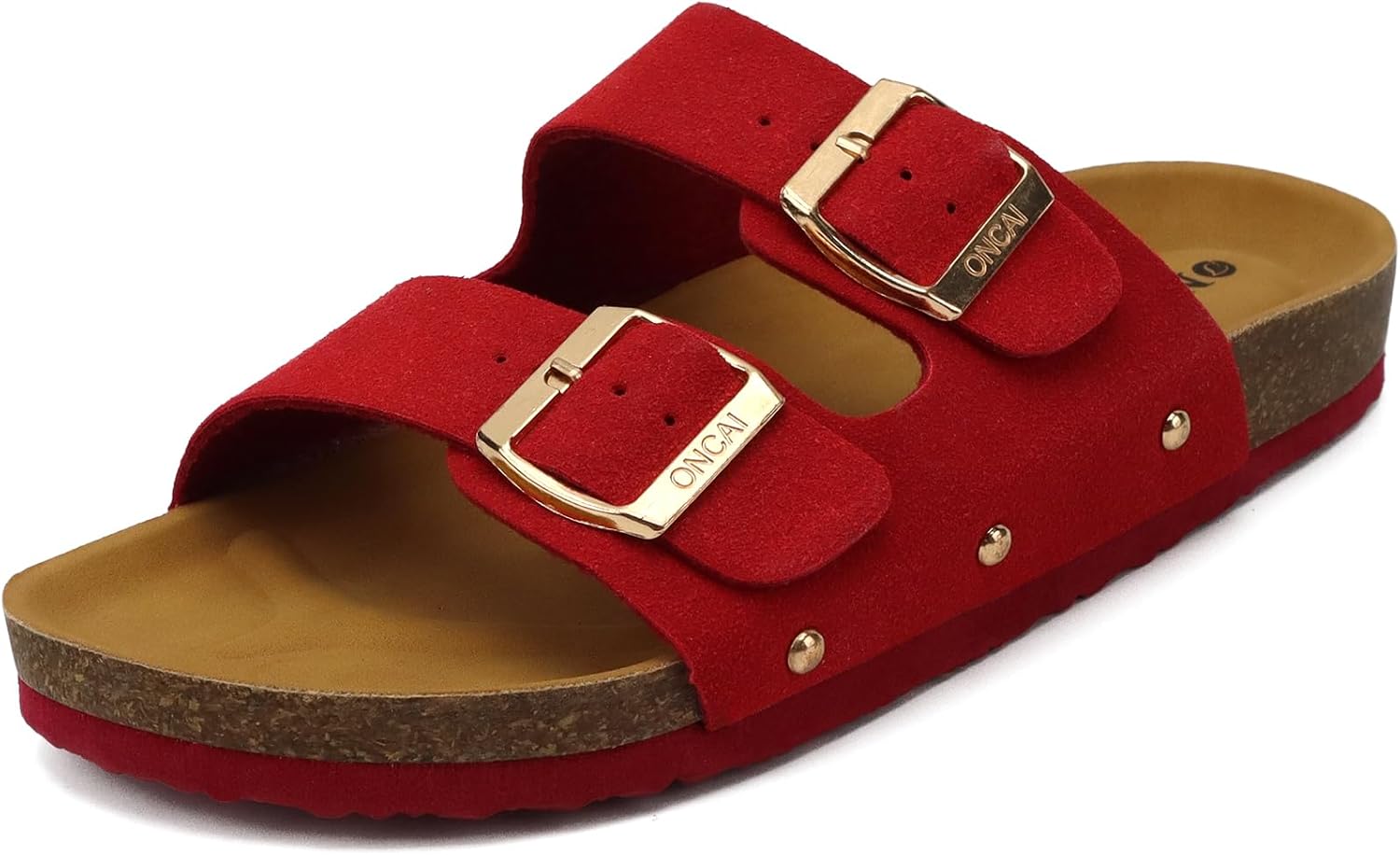 Anelin Women's Cork Mules – Suede Leather Buckle Summer Sandals