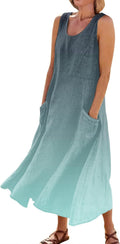 Autumn Women's Bohemian Maxi Dress – Casual Floral Summer Dress with Pockets