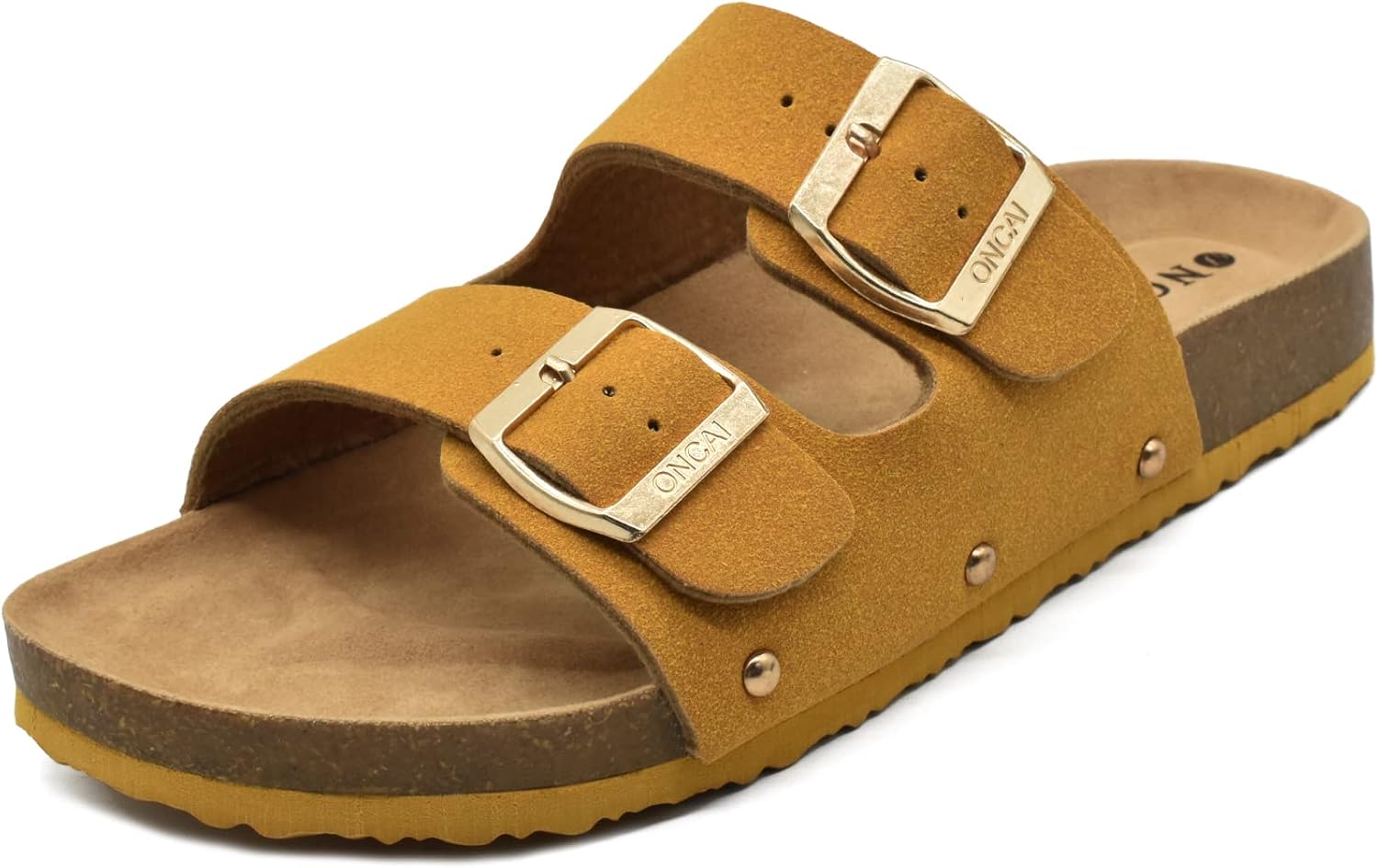 Anelin Women's Cork Mules – Suede Leather Buckle Summer Sandals