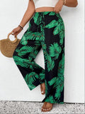 Victoria Women's Floral Straight Leg Pants – High Waist Stretch Trousers Plus Size