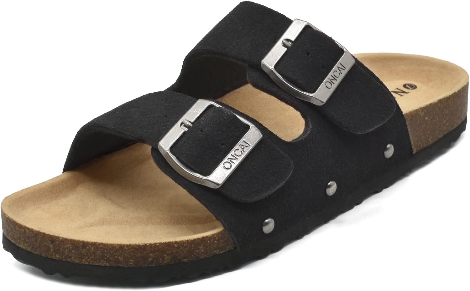 Anelin Women's Cork Mules – Suede Leather Buckle Summer Sandals