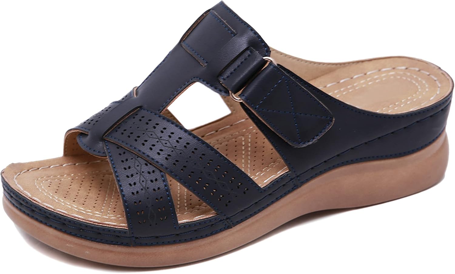 Amelis Women's Wedge Mules – Open Toe Platform Slide Sandals for Summer