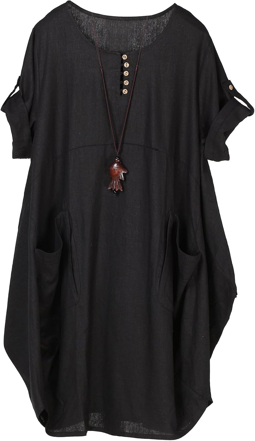 Brielle Women's Linen Blend T-Shirt Dress – Casual Tunic Dress with Large Pockets