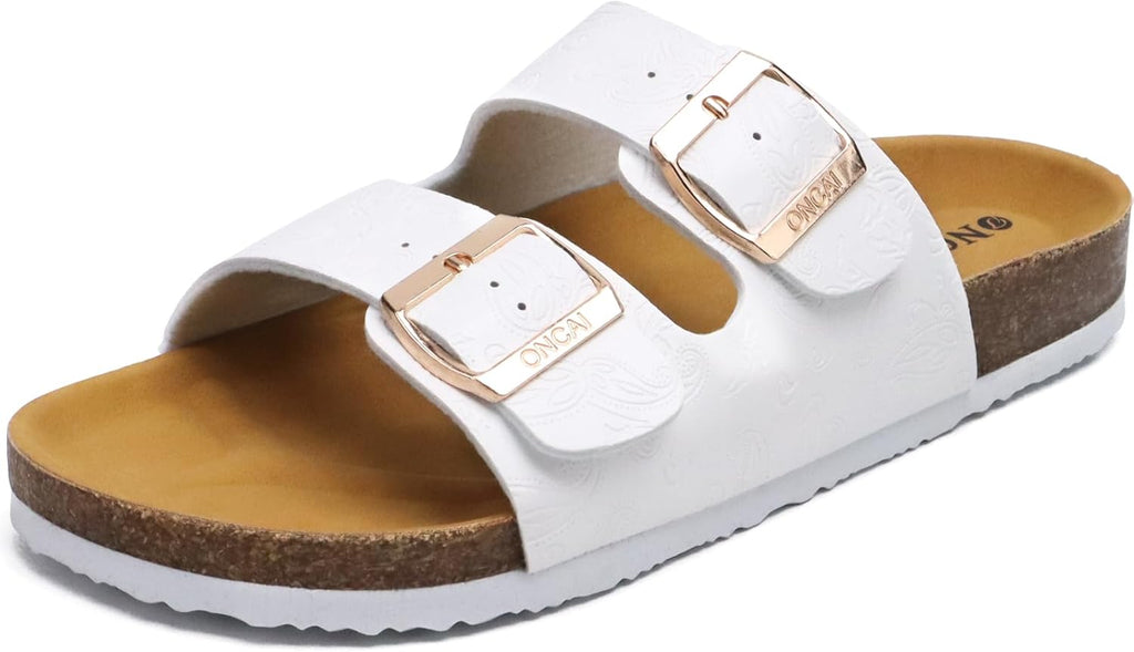Anelin Women's Cork Mules – Suede Leather Buckle Summer Sandals
