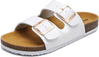 Anelin Women's Cork Mules – Suede Leather Buckle Summer Sandals