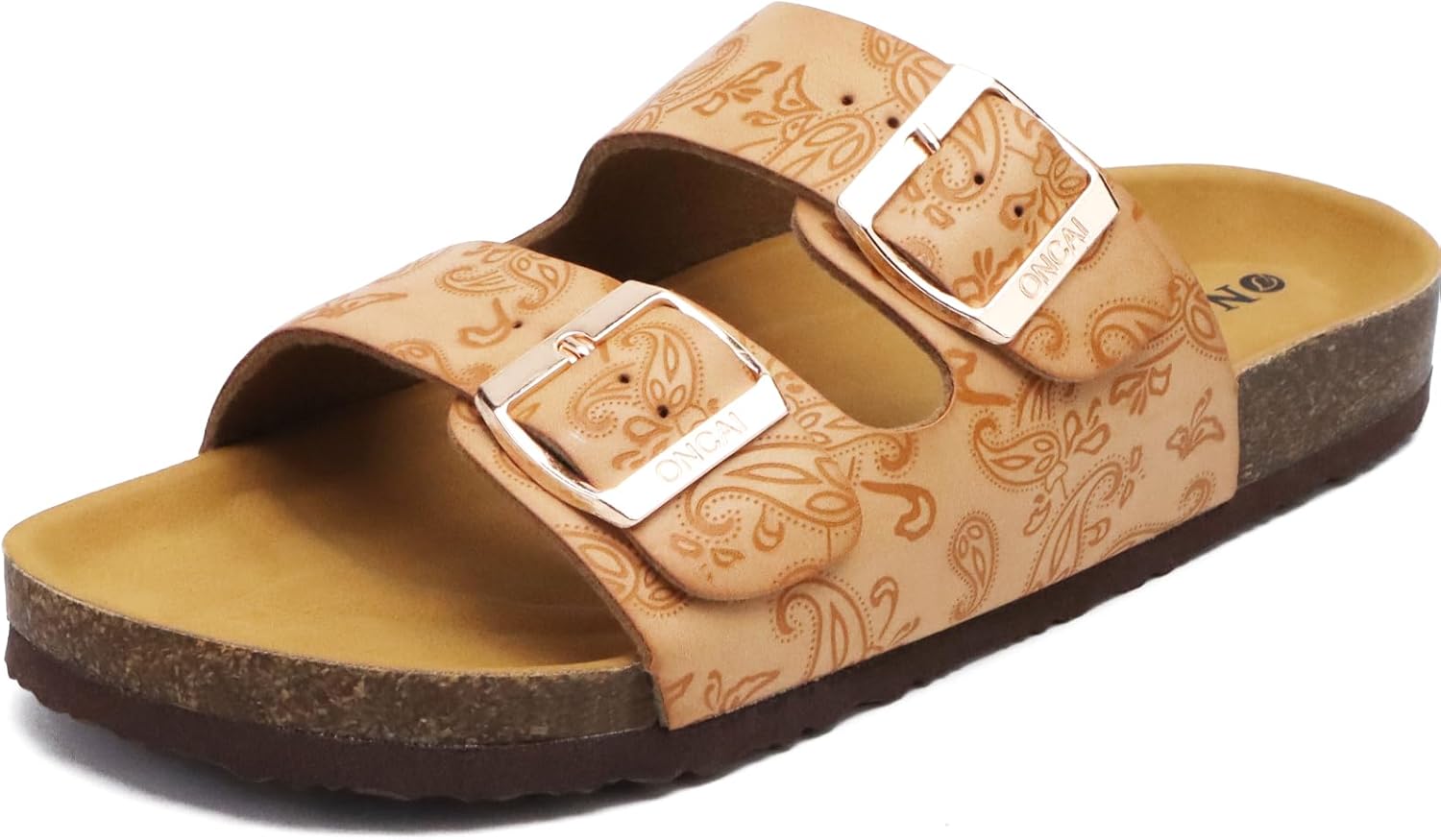 Anelin Women's Cork Mules – Suede Leather Buckle Summer Sandals