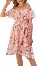 Luna Girls' Floral Chiffon Dress – Sleeveless Summer Party Dress with Adjustable Straps