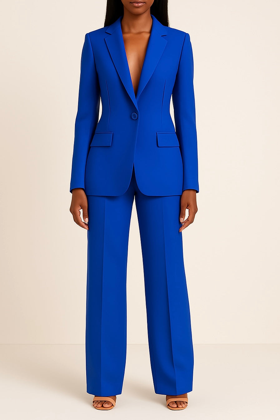 Lyla Women’s Satin Trouser Suit – Elegant Blazer & Wide Leg Trousers Set