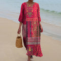 Daniella Women’s Boho Maxi Dress – Lightweight Cotton V-Neck Floral Summer Dress
