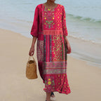 Daniella Women’s Boho Maxi Dress – Lightweight Cotton V-Neck Floral Summer Dress