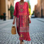 Daniella Women’s Boho Maxi Dress – Lightweight Cotton V-Neck Floral Summer Dress