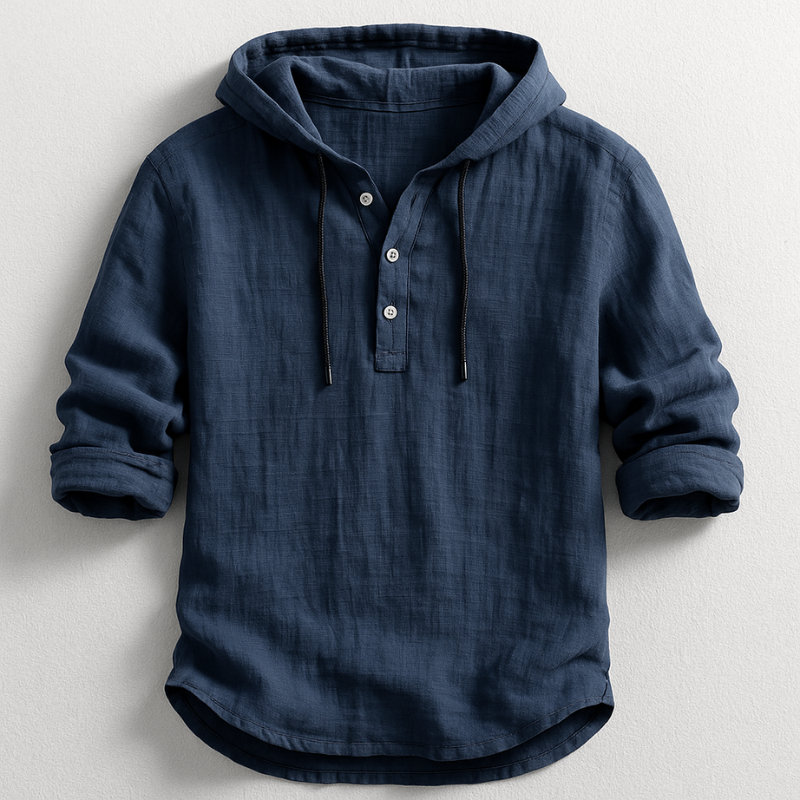 Marc Men’s Hooded Shirt – Lightweight Breathable Cotton Casual Button-Up Top