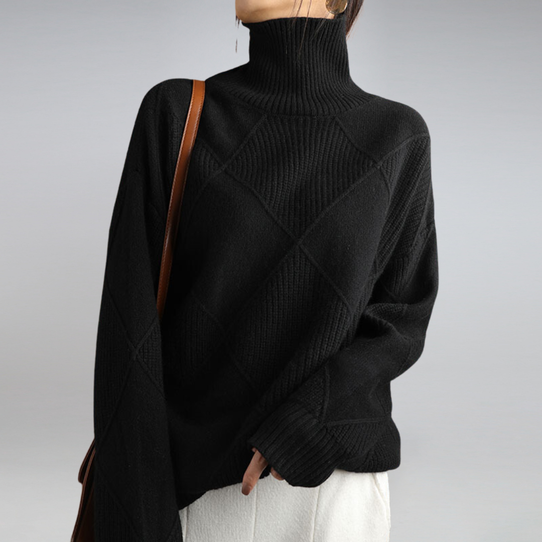 Luciana Women’s Cashmere Turtleneck Sweater – Soft Warm Elegant Knit Jumper