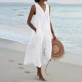Lena Women’s V-Neck Maxi Dress – Elegant Flowing Summer Dress with Flattering Fit