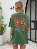 Danielle Women's Oversized Cotton T-Shirt – Printed Crew Neck Summer Top