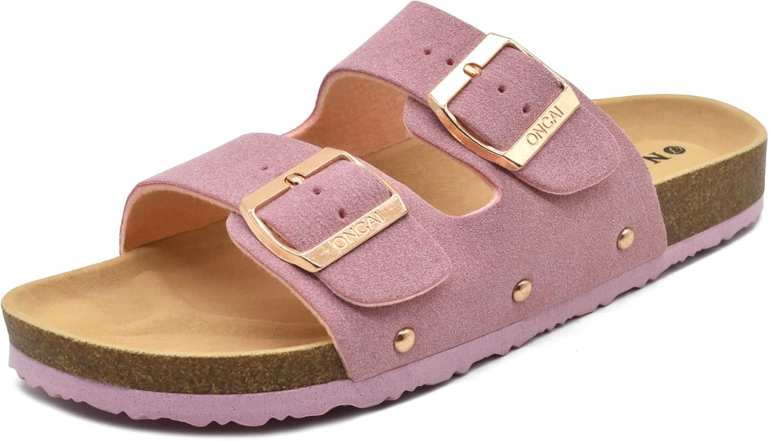 Anelin Women's Cork Mules – Suede Leather Buckle Summer Sandals
