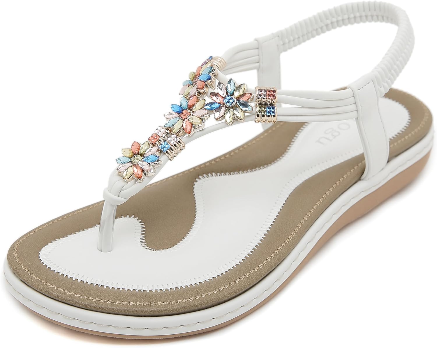 Anna Women's Bohemian Flip Flops – Rhinestone Flower Beach Sandals