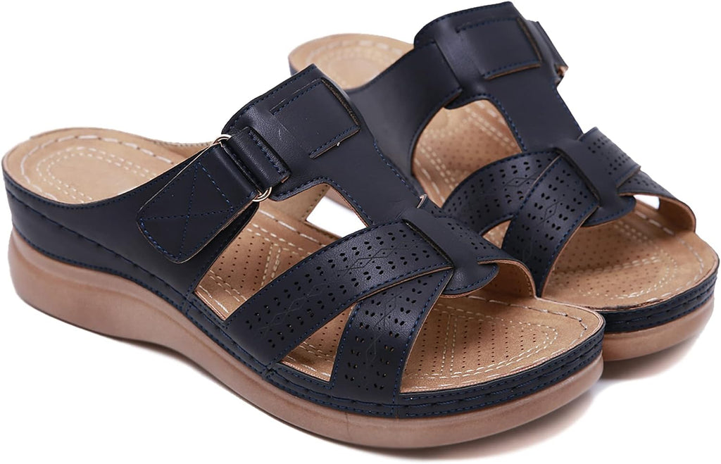 Amelis Women's Wedge Mules – Open Toe Platform Slide Sandals for Summer
