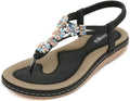 Anna Women's Bohemian Flip Flops – Rhinestone Flower Beach Sandals